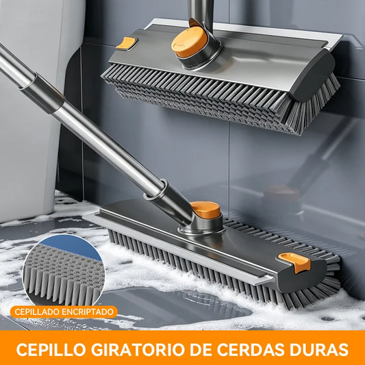 🔥Cepillo multifuncional giratorio de cerdas rígidas para suelos, que permite una limpieza rotativa de 360 grados.