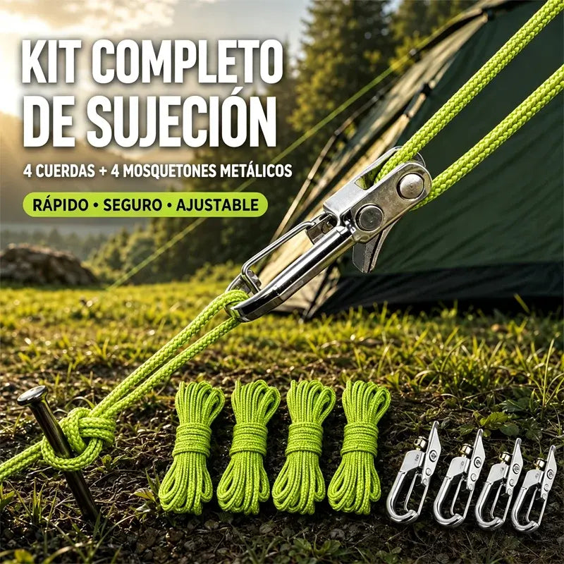 🔧🏕️ Tensor de Cuerda sin Nudos con Polea | Ajuste Rápido para Tiendas, Toldos y Equipamiento Exterior