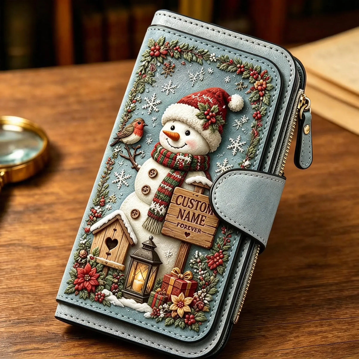 💰💰Cartera personalizada con diseño navideño en relieve