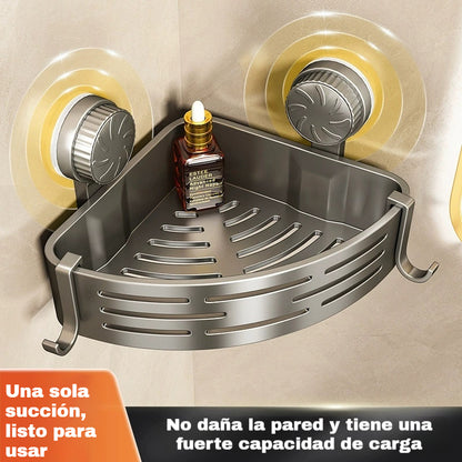 💦Estante de baño con ventosa, estante de esquina sin taladrar, cesta triangular