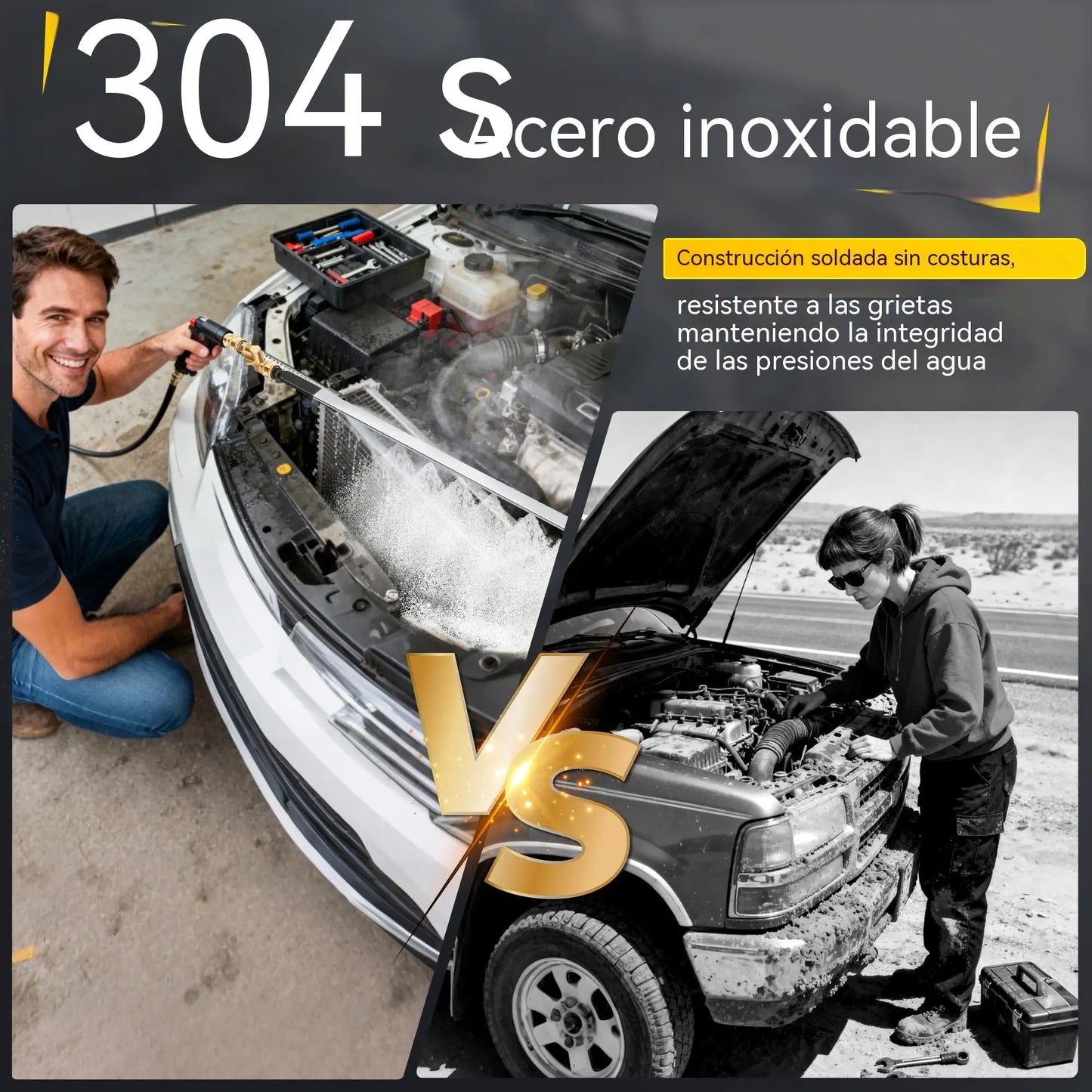 Spray limpiador de radiadores de coche, herramienta de limpieza de doble uso con agua y aire | Limpieza profunda sin desmontaje | Conector de manguera universal