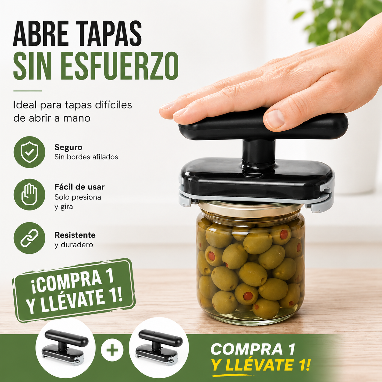 ☀️🔥Compre 1 y obtenga 1 gratis（2 piezas）✨ Abridor Antideslizante Multifuncional de Acero Inoxidable – ¡Abre Tapas Fácilmente y Sin Esfuerzo!