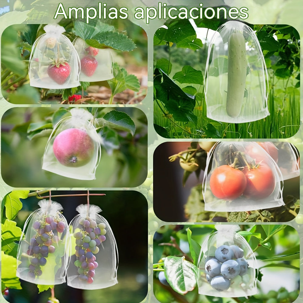 【100 piezas 】Red de insectos para moscas de frutas, red de protección de árboles de paisaje para pájaros, bolsas de red de jardín para proteger flores, plantas, frutas, verduras