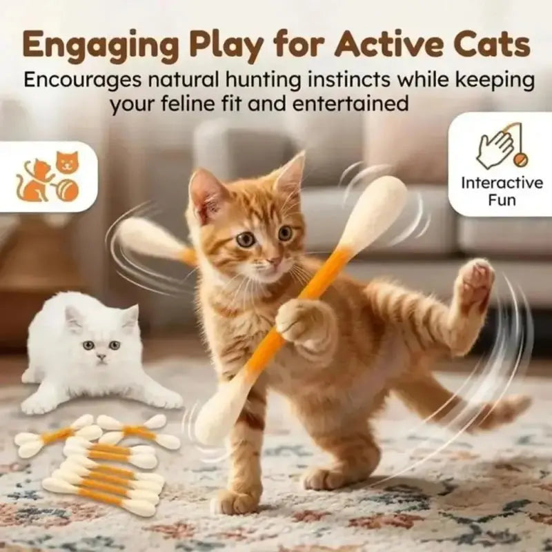 [12 piezas 27 euros]🐱 Juguete interactivo para gatos con forma de hisopo y hierba gatera