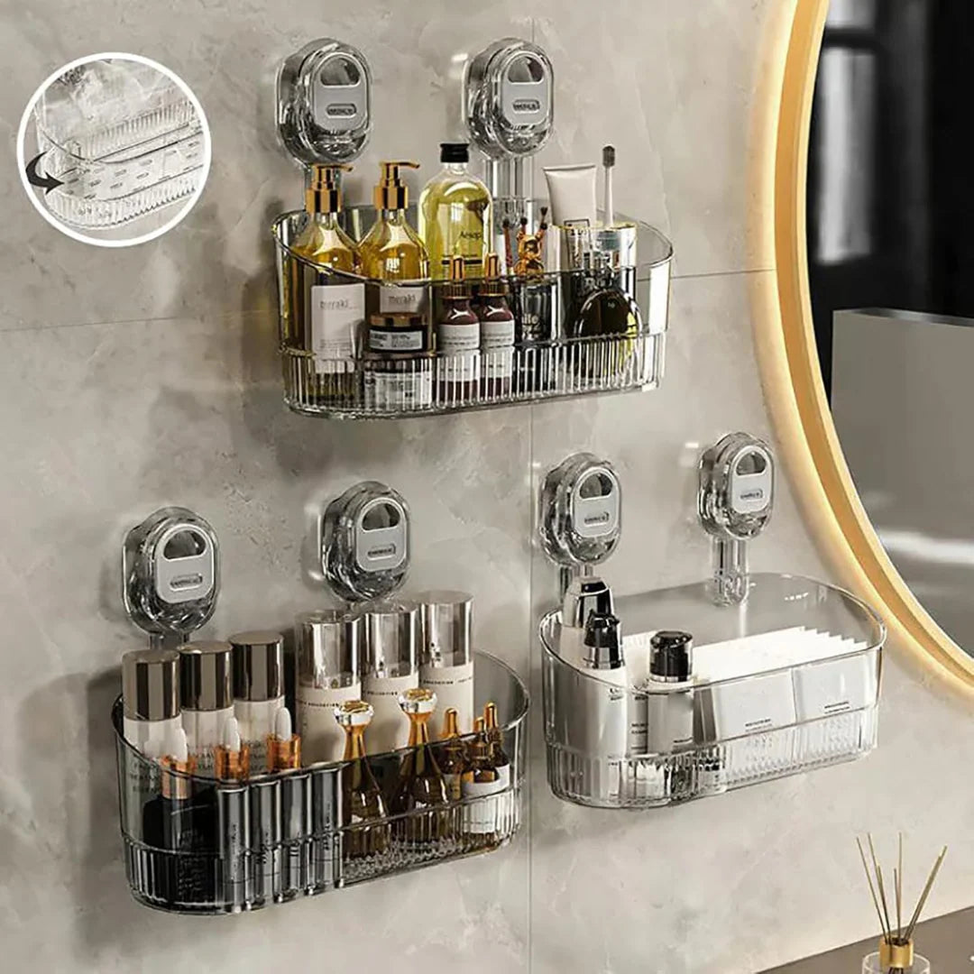 🍽️🧺🔥50%OFF🔥Estante de almacenamiento con ventosa sin perforaciones, escurridor de pared para cocina y baño