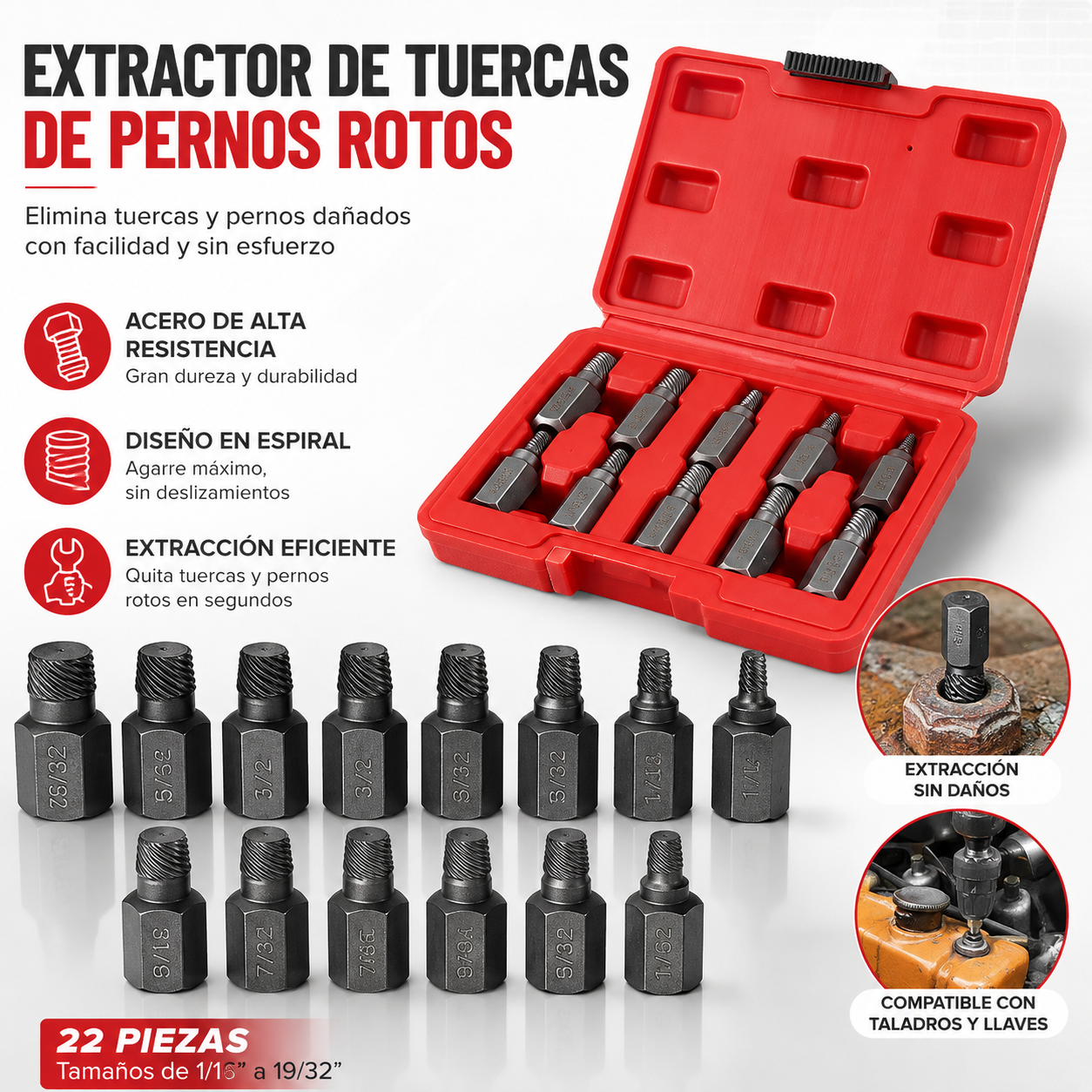 🧰💥👍Extractor de tuercas de cabeza dividida