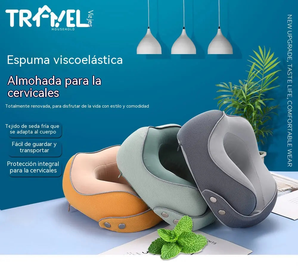 Almohada de viaje transpirable para el cuello en forma de U