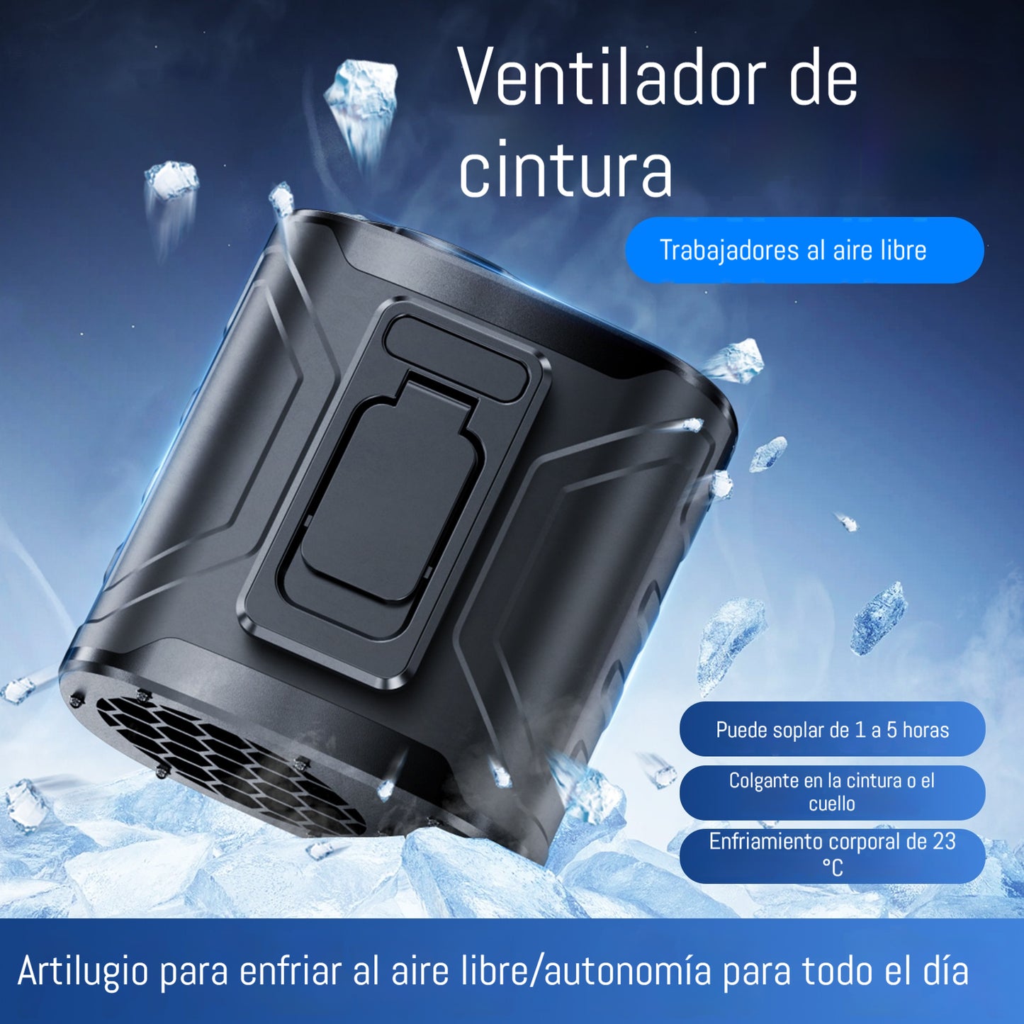 👍【Motor de alta velocidad + iluminación + 199 ajustes de velocidad del viento + pantalla digital inteligente】Ventilador eléctrico montado en la cintura