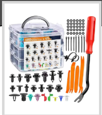 🔥🔥【680 piezas + herramientas de 6 pulgadas + juego de cuatro piezas + almohadilla de esponja + brida】🧰🛠️Juego de hebillas de plástico para tornillos de expansión automotrices