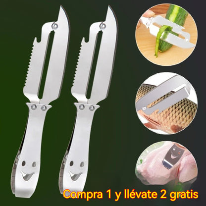 💖【3 artículos】🧅🔪 Pelador de cocina multifuncional 6 en 1: ¡Pela, corta verduras, extrae las vísceras, descama, despluma y abre botellas! 🔥