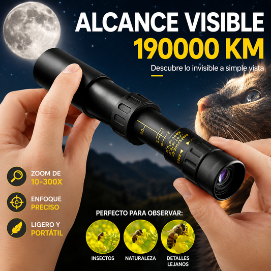 🔭✨ Monocular 10-300x40 con zoom – visión HD de alta potencia para actividades al aire libre y uso nocturno 🌙🏔️