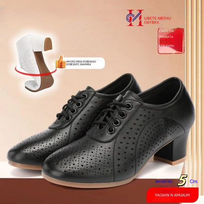 🔥【Tallas 34-41】🔥【Altura del tacón 5 cm】👡Nuevos zapatos de cuero genuino para mujer 2026 con una sola capa, transpirables y huecos.