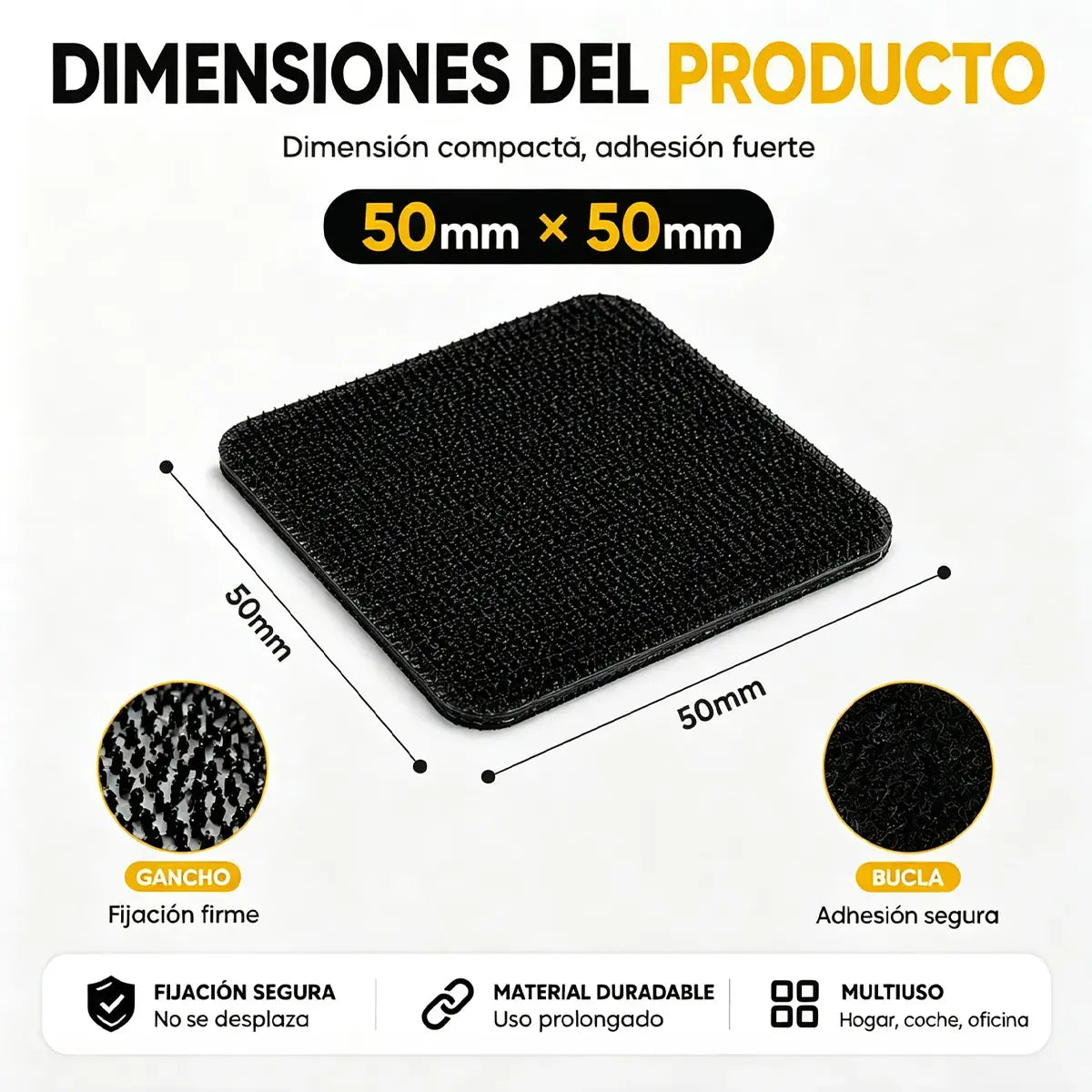 （50 pares）🛋️ Cinta de Velcro Adhesiva de Alta Resistencia – Fijación Antideslizante para Sofás, Alfombras, Cojines y Alfombrillas | Sin Taladros y Fácil de Instalar