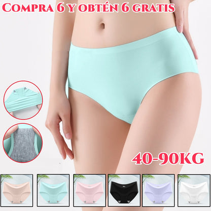 【6 piezas】Ropa interior de seda helada sin costuras para mujer