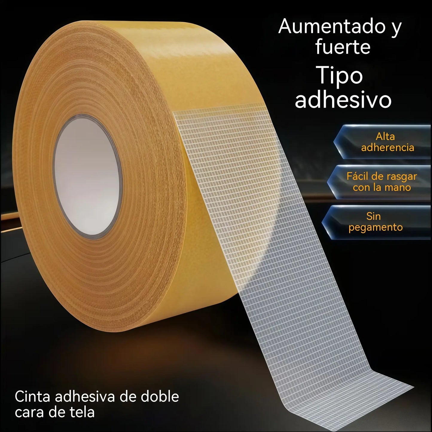 【30mm*10m】Adhesivo multifuncional de doble cara, de alta viscosidad, que no deja residuos tras su retirada.