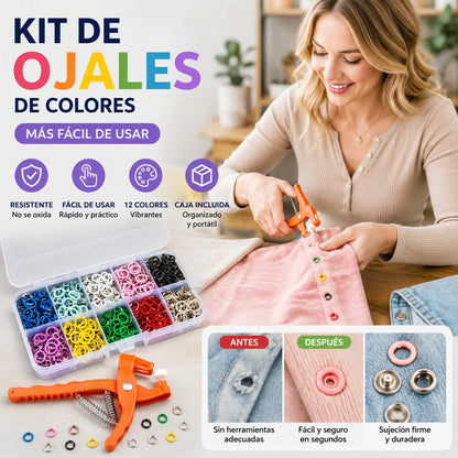 👕Alicates de instalación + 150 botones🧵 Pinza para Colocar Botones sin Coser + 150 Botones Incluidos – ¡Repara tu Ropa en Segundos! ✨