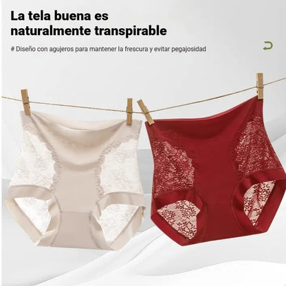 【Compra 2 y llévate 3 gratis】Braguitas de control de abdomen de alta elasticidad con encaje sin costuras para mujer, bragas moldeadoras y levantadoras de glúteos