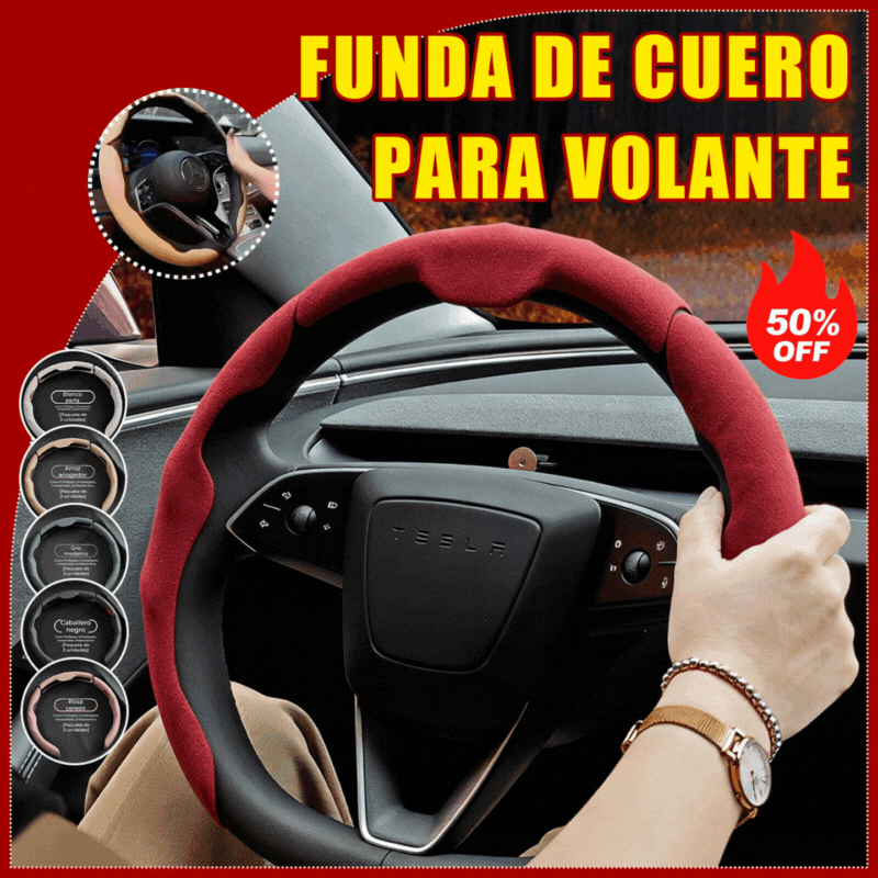 Volante de cuero para coche, adecuado para todas las estaciones, antideslizante, absorbe el sudor y resistente al desgaste.