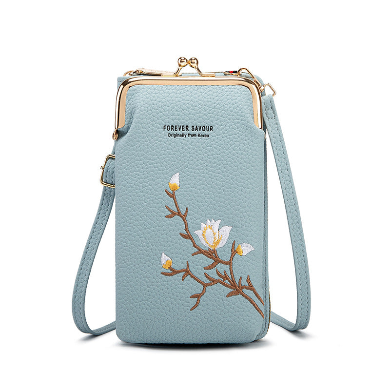 Nueva cartera antirrobo multicapa de gran capacidad con cremallera bordada a la moda para mujer
