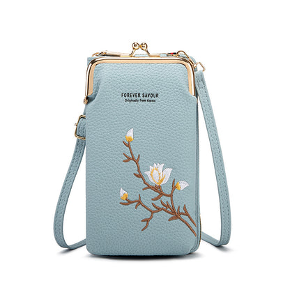 Nueva cartera antirrobo multicapa de gran capacidad con cremallera bordada a la moda para mujer