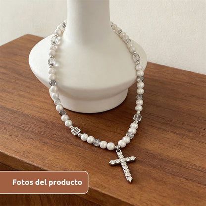 🔥🔥【Producto más vendido】Nuevo collar de cruz de perlas a la moda