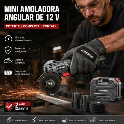 Mini amoladora angular de 12 V con disco de corte