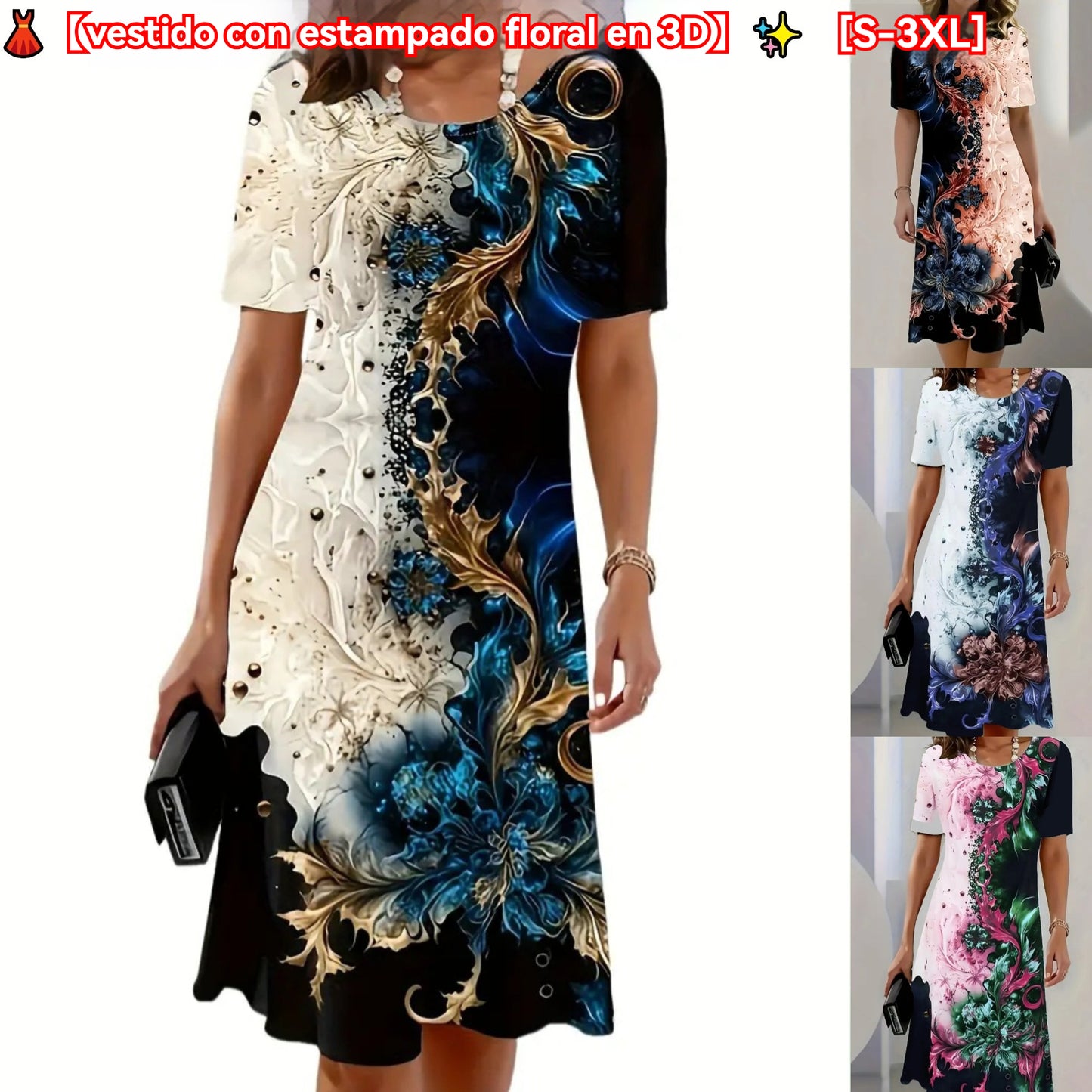 👗 ✨【S-3XL】Vestido casual de verano para mujer con estampado floral tridimensional