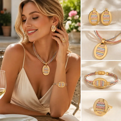 📢📢 ¡50% DE DESCUENTO! ⏰ Elegante conjunto de 4 piezas de joyería con pedrería
