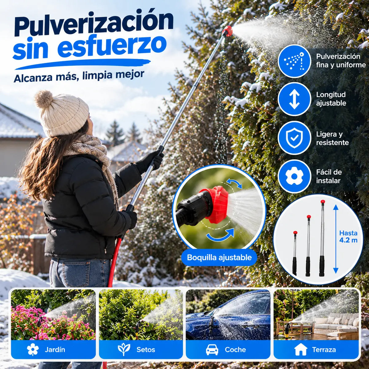 🔥【2,6 m】Pulverizador eléctrico de acero inoxidable, extensible, cómodo y práctico.