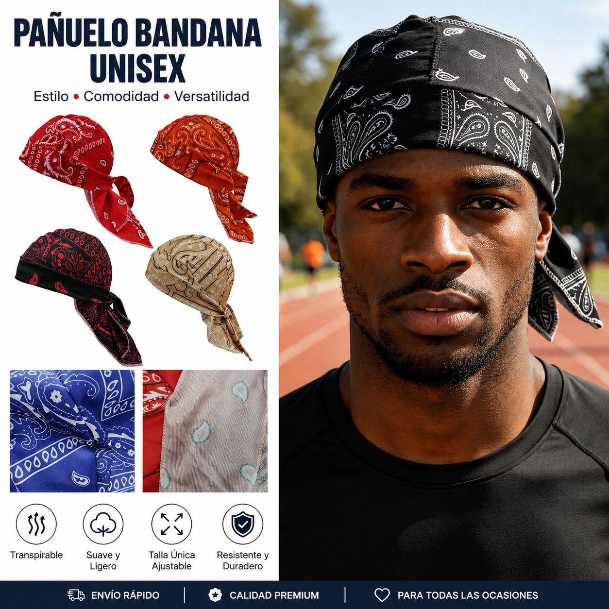 🏝【Paquete de gran valor – 5 piezas】Elegante sombrero/pañuelo para la cabeza de estilo retro hecho de seda transpirable