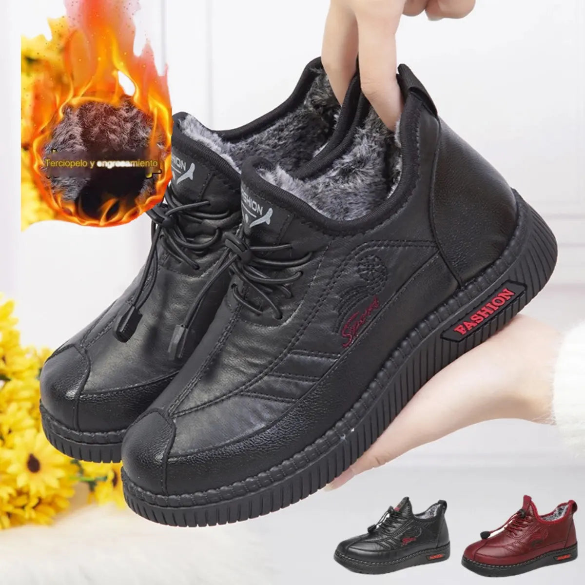 🔥【35-41】2026 Otoño e Invierno nuevas botas de cuero suave antideslizantes cálidas de cuero suave y terciopelo para mujer
