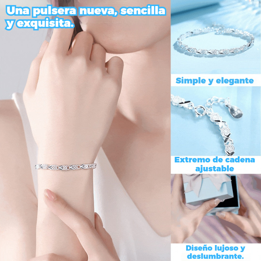 😀👉【Compre 1 y obtenga 1 gratis】💖🍀Love New Fashion Pulsera de plata 925 con un trébol de cuatro hojas para mujer