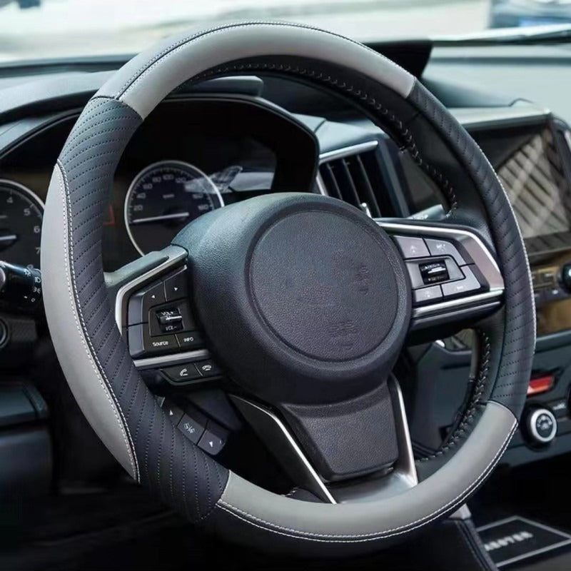 👍🔥Funda de volante de cuero genuino - Funda universal para volante de coche, antideslizante, duradera