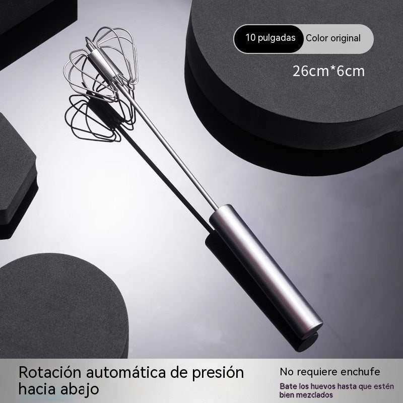 🎁2 artículos 24€--Batidor de huevos semiautomático de acero inoxidable