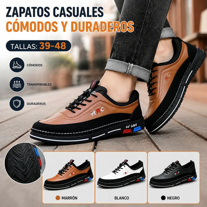 【39-48】Los zapatos de negocios casuales para hombre están hechos de cuero impermeable y resistente a las manchas con una suela suave para un uso cómodo.