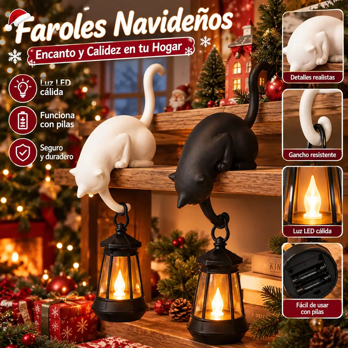 【2 piezas 】Bonito gancho decorativo para estantes con forma de gato