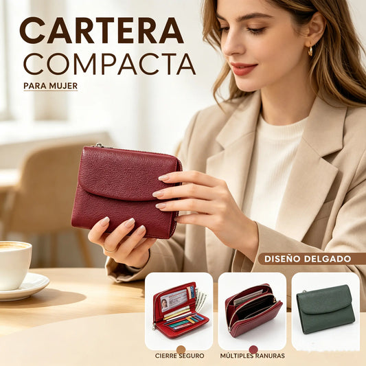 [Último día de promoción]Cartera unisex Pebble de piel auténtica con protección RFID