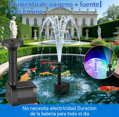 🌿☀️ Fuente solar para estanque de jardín: con múltiples boquillas, no requiere electricidad.