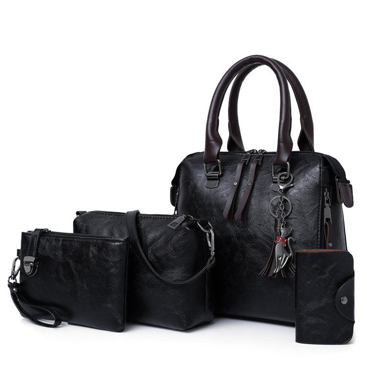 👜Set de 4 bolsos de mano de piel sintética para mujer