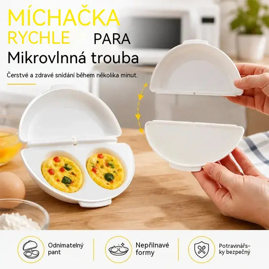 🔥2 položky za 21 eur🍳 Dokonalá snídaně během pár minut! Nádoba na přípravu omelet v mikrovlnné troubě 🥚 | 2 oddíly · Nepřilnavý materiál vhodný pro styk s potravinami · Odnímatelné panty pro snadné čištění · Rychlá příprava bez nutnosti oleje