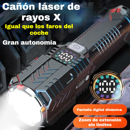 🔦💡⚡🔥Linterna de alta intensidad, larga duración, extremadamente brillante para uso exterior y doméstico, zoom, largo alcance, recargable, con guía láser.
