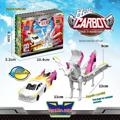 💥Los dos coches chocaron, se deformaron y se fusionaron en un robot Dragón de Alas Plateadas.