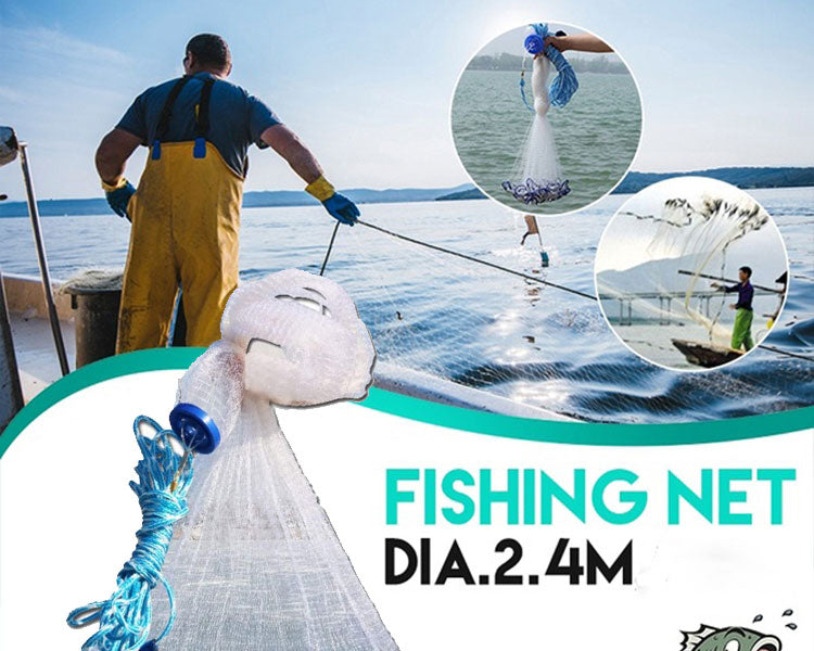 🔥 Red de pesca para lanzar a mano con aro de aluminio