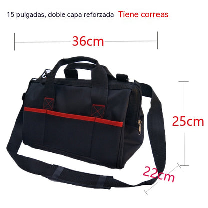 Bolsa de herramientas resistente con correa para el hombro: duradera, espaciosa y práctica para diversos trabajos.