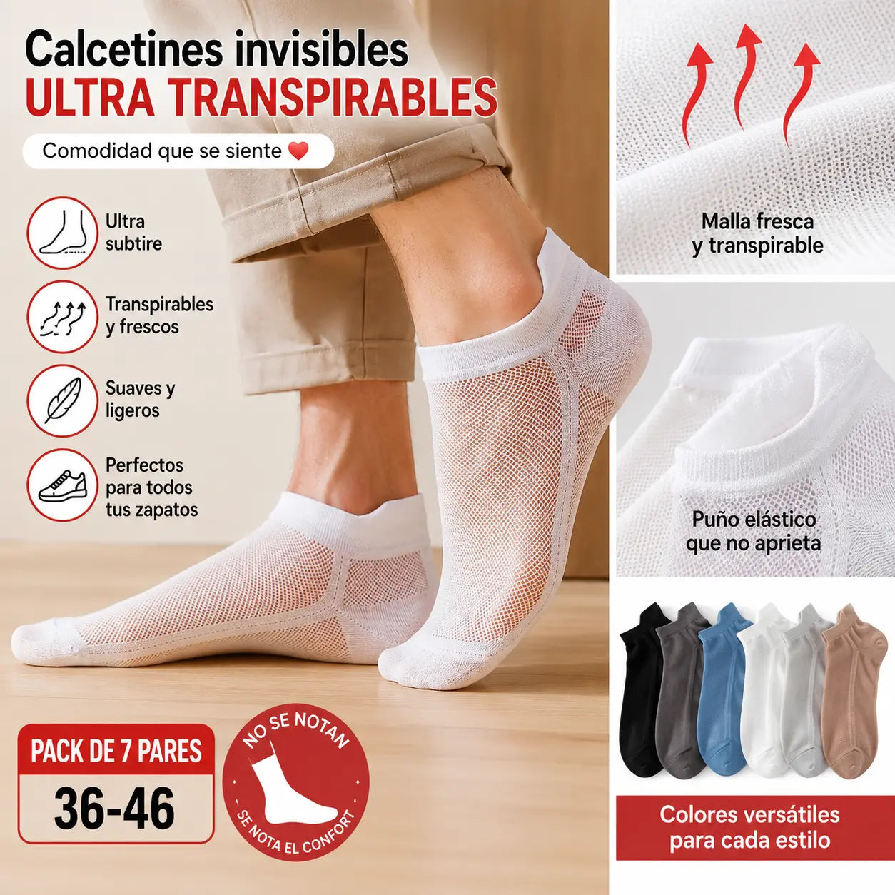 🔥【🔥10 pares 】Calcetines de negocios transpirables, antibacterianos y desodorantes para hombre【36-46】