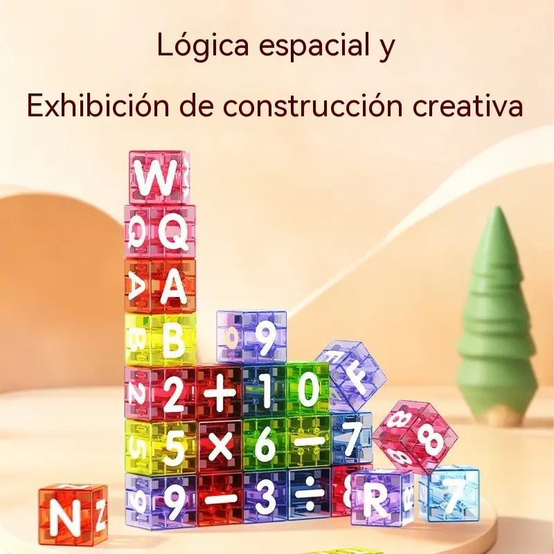 👦👧【40 bloques de construcción + caja de almacenamiento】👍 Bloques de construcción magnéticos para niños con alfabeto y números