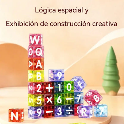 👦👧【40 bloques de construcción + caja de almacenamiento】👍 Bloques de construcción magnéticos para niños con alfabeto y números