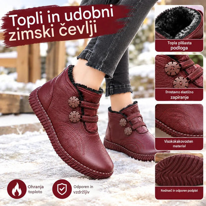 👢【35-40】Ženski topli, nedrseči gležnjarji iz pravega usnja s flis podlogo za zimo.