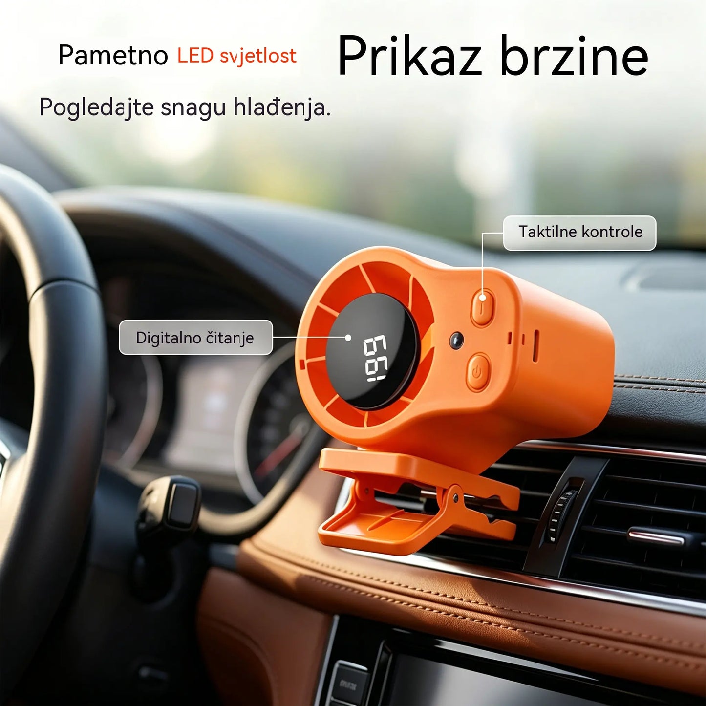 🌀 Ventilator bez upotrebe ruku s LED zaslonom, integriranom kopčom i 199 podesivih razina