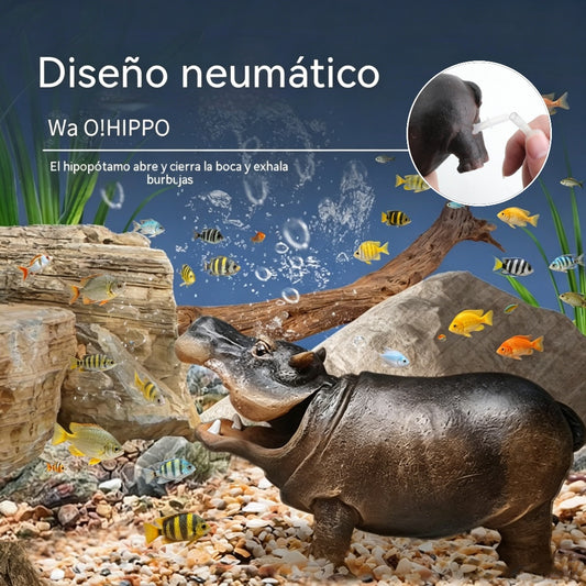 🔥【Hipopótamo + Bomba de aire】Bomba de aire de burbujas con forma de hipopótamo para acuario, adorno decorativo neumático para acuario